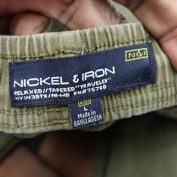 Nickel & Iron Jogger Pants Men Large Olive Green Drawstring Tapered Slash Pocket - Picture 4 of 8